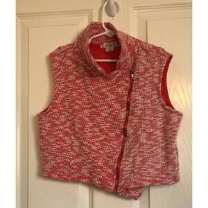 Knitworks Coral and White Moto Vest - Girl's 16